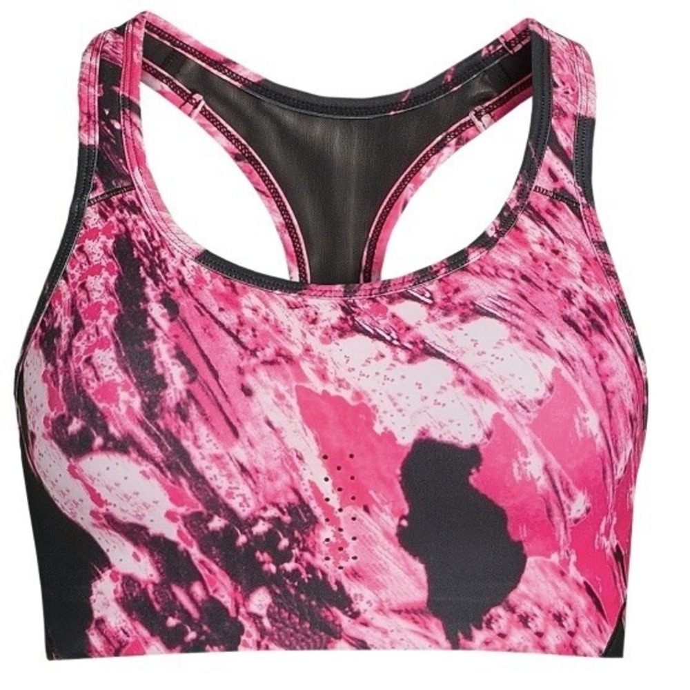 Avia Womens Molded Cup Sports Bra XS 0-2 New with Tags Pink Black Molded Cup